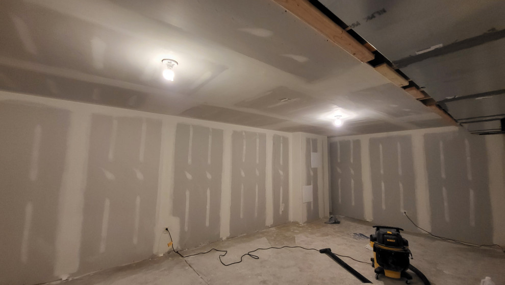 frame hang a finish and flooring basement
