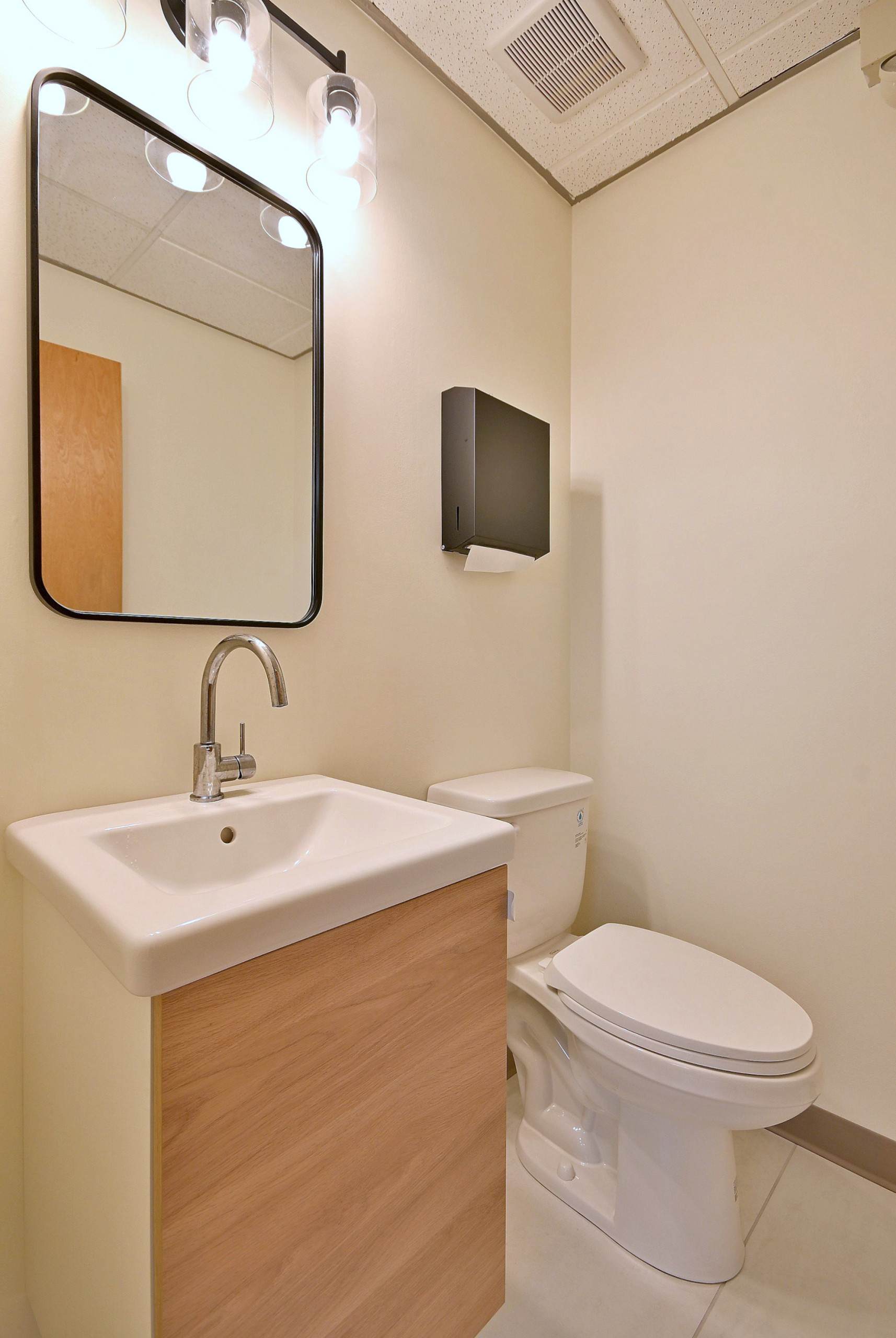 Mid-Century Modern Powder Room With Custom Vanity