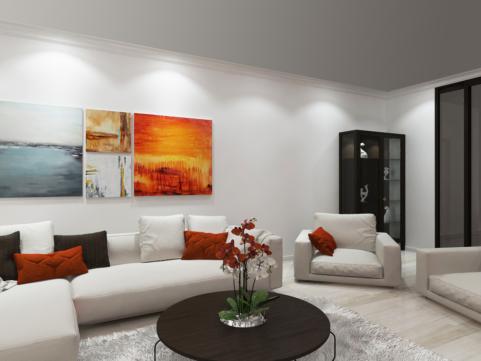 современная гостиная с камином