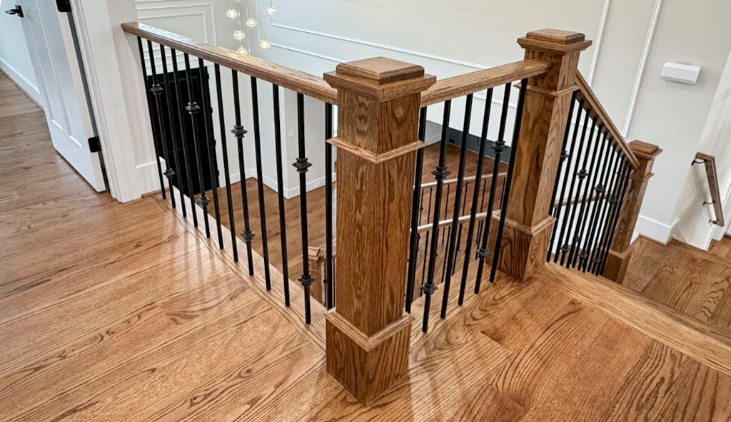 117_Distinct Oak Staircase with Iron Balusters & Oak Rail Profile, Chantilly VA
