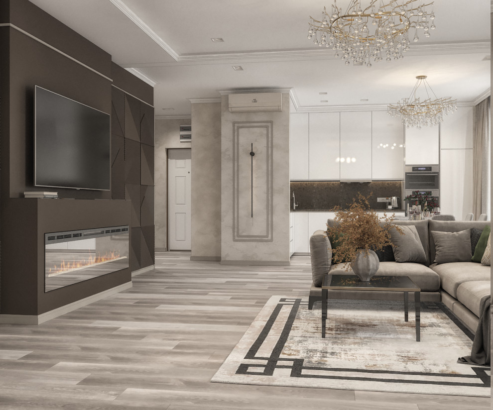 Квартира в эко-квартале Flora&Fauna (кухня-гостиная)