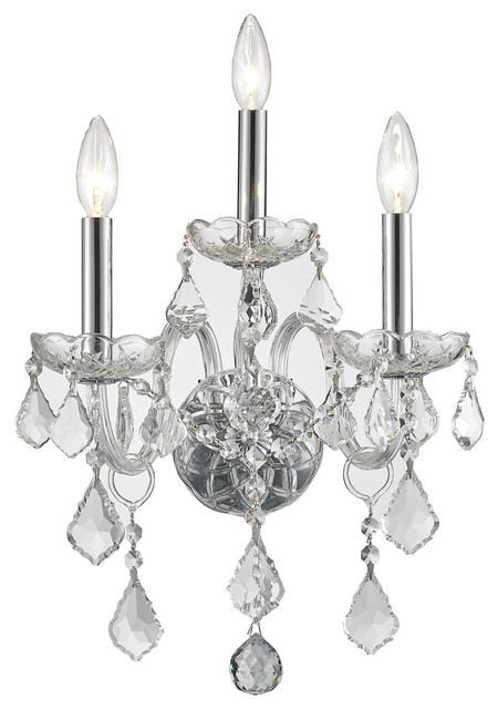 Traditional Venetian 3 Light Clear Crystal Candle Wall Sconce Traditional Venetian 3 Light Clear Crystal Candle Wall Sconce Cryst