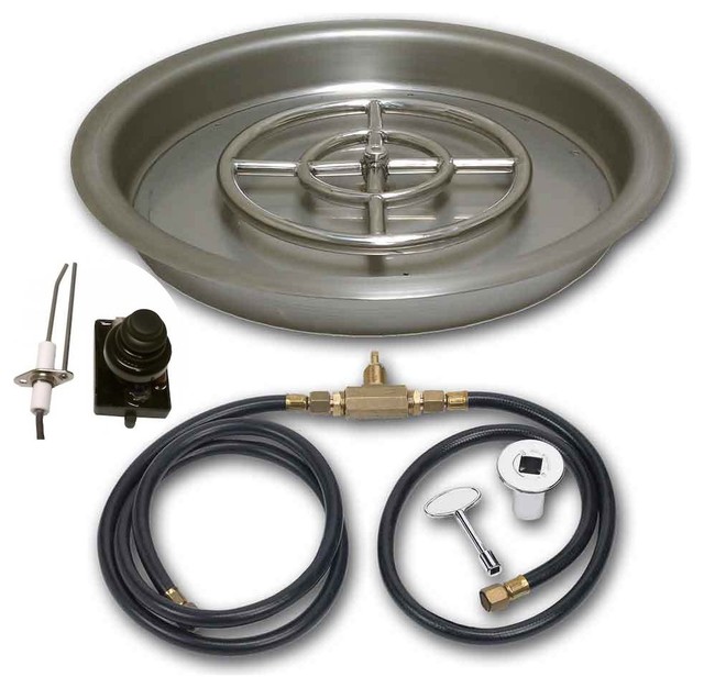 Gas Fire Pit Kit Round w/ Spark Ignition Traditional Fire Pit