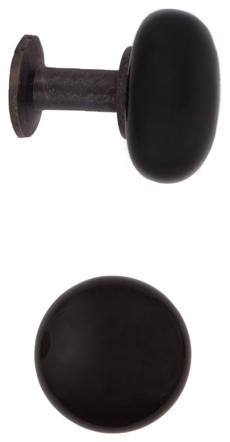 Black Ceramic Cabinet Knobs, 1in, Flat/Matte Black