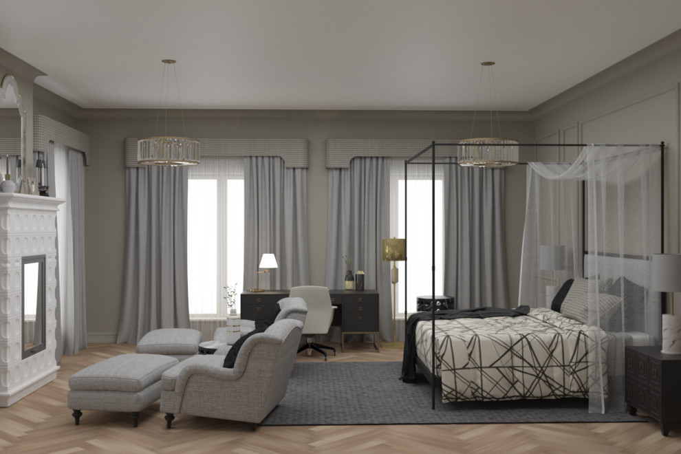 Дизайн проект спальни загородного дома