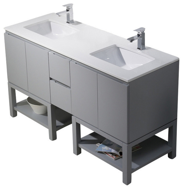 Bathroom Sinks For Quartz Countertops emmet 60 double vanity - bathroom vanities and sink consoles - Bathroom Sinks For Quartz Countertops emmet 60 double vanity - bathroom vanities and sink consoles -
