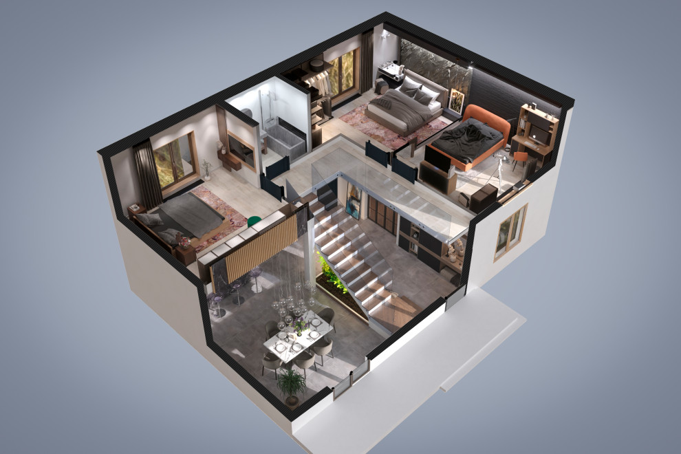 Разработка визуальной концепции шоурума (167 м2) для застройщика в г. Уфа