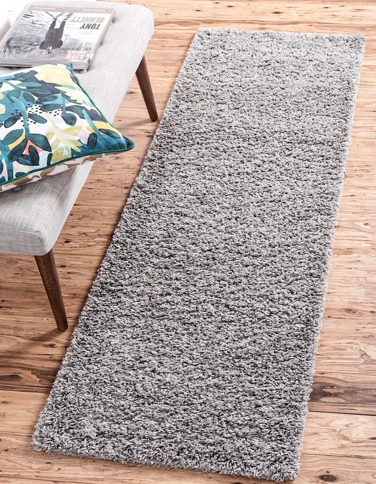 Solid/Striped Sybil Stormy Area Rug, 5'x8' Contemporary Area Rugs