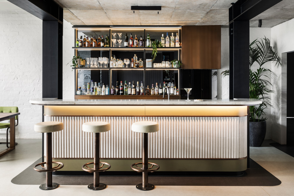 Inspiration for an industrial home bar in Melbourne.