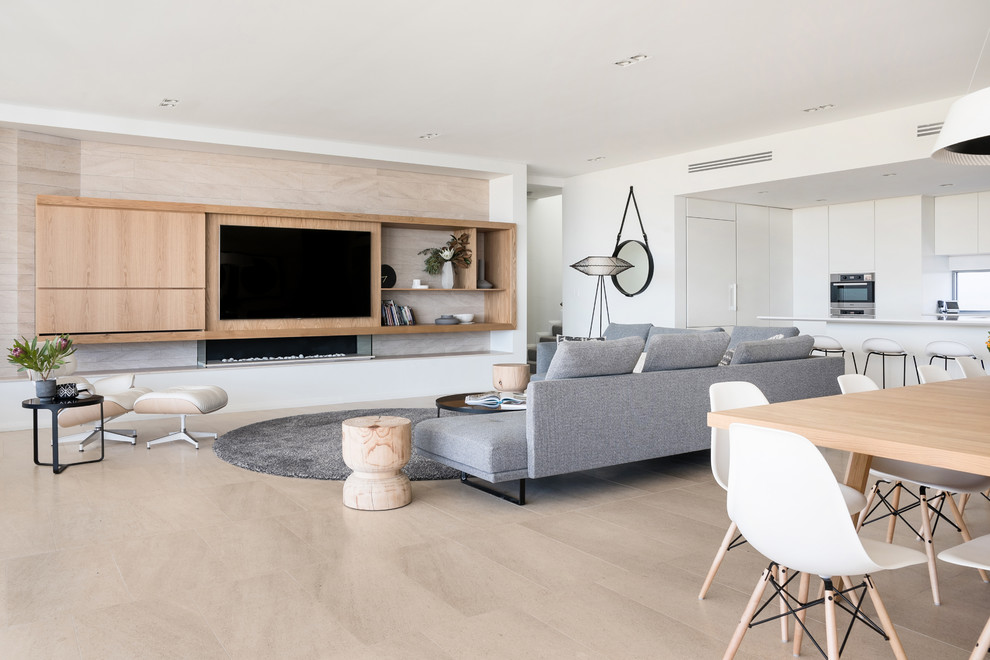 Mid-sized beach style living room in Perth.