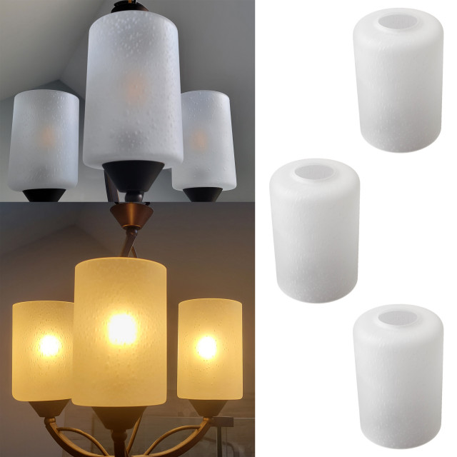 3 Pack Frosted Bubble Glass Shade Seeded Cylinder Shape for Light