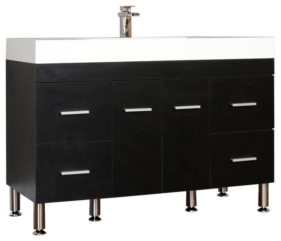 Greenville 47" Single Modern Bathroom Vanity in Black With Mirror