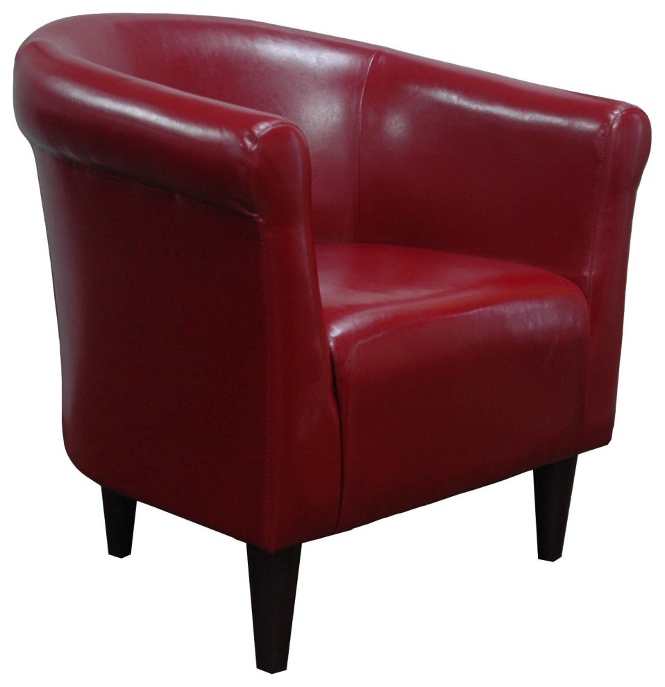 Contemporary Bucket Accent Chair, Leatherette Seat With Rolled Armrests