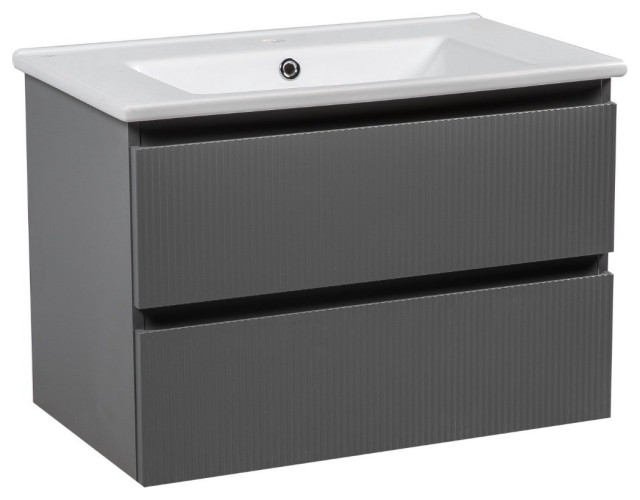 Modern WallMounted Bathroom Vanity Edison Gray Matte 24"Omega 40