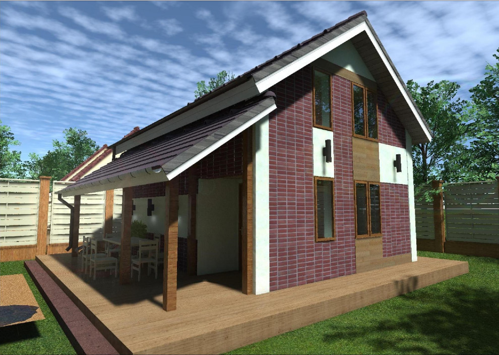 Двухэтажный дачный дом 6*7  105 квадратных метров из газобетона под ключ