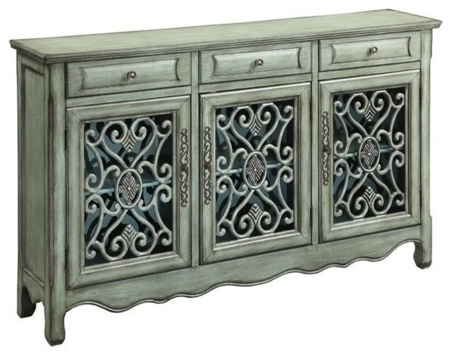 Coaster Accent Cabinets Traditional Cabinet In Antique Green Finish