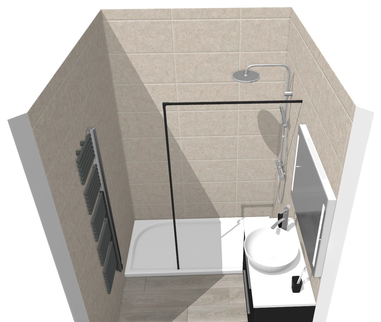 Salle de bain - Projection 3D vue coté