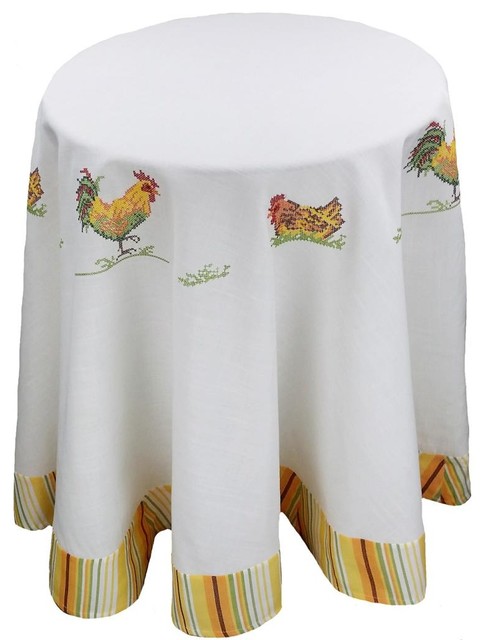 Houzz Xia Home Fashions Hens 72 Inch Round Hens 72 Inch Round Tablecloth Farmhouse Tablecloths