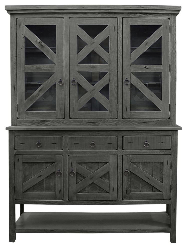 Rustic Extra Wide Dining Hutch and Buffet Farmhouse China