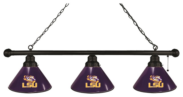 Louisiana State 3 Shade Billiard Light With Black Fixture Louisiana State 3 Shade Billiard Light With Black Fixture