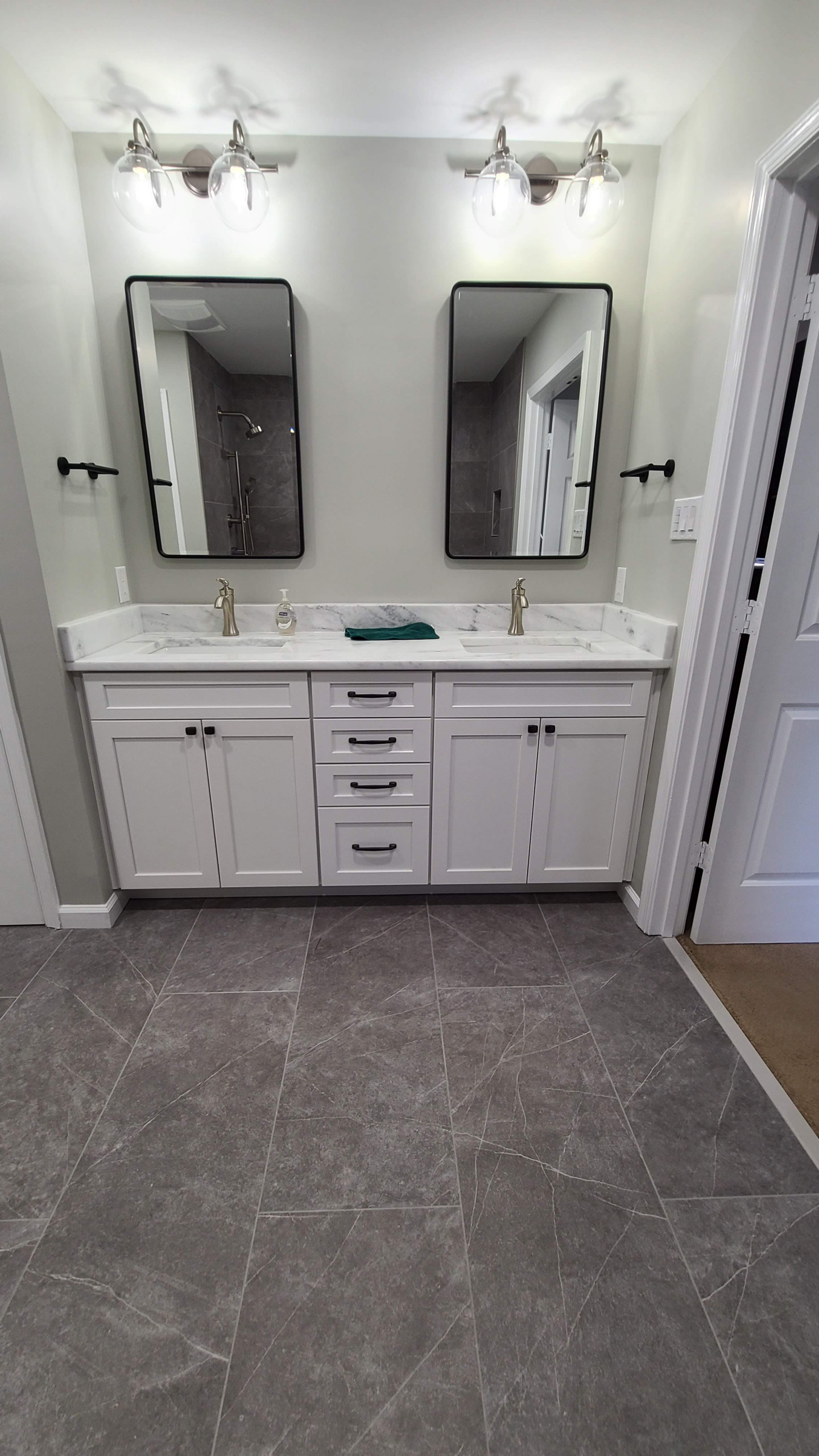 Dove Grey Contemporary Bathroom Remodel