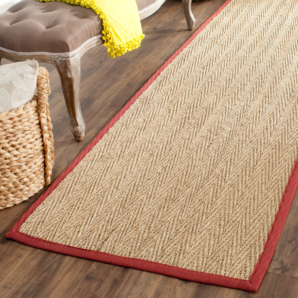 Safavieh Natural Fiber Collection NF115 Rug, Natural/Red, 2'6" X 4'
