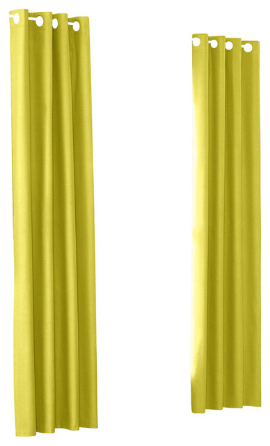 Citrus Yellow Solid Basketweave Custom Grommet Drapery Single Panel