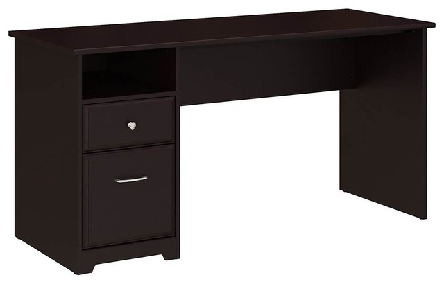 2 Drawer Wooden Computer Desk In Espresso Transitional Desks Drawer Wooden Computer Desk In Espresso