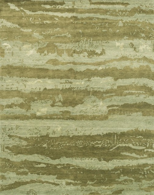 Hand Knotted Hermitage HE 12 Seafoam Green Area Rug Contemporary   Contemporary Area Rugs 