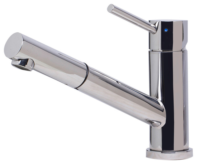 Solid Brushed Stainless Steel Pull Out Single Hole Kitchen Faucet, Polished Stainless Steel