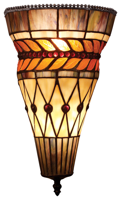 Glass Leaf 2-Light Sconce in Tiffany Bronze