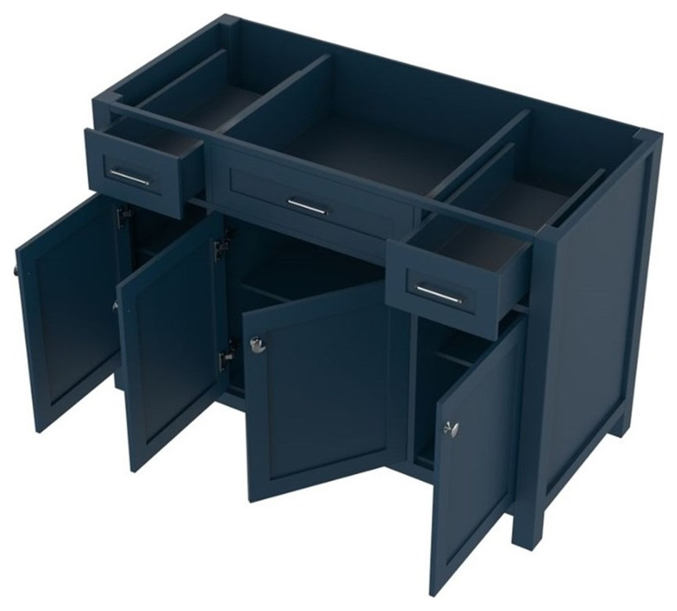 Alya Bath Norwalk 47"W Wood Vanity with No Top in Blue Finish