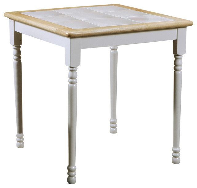 Coaster Dining Table in White and Natural Finish Traditional Dining