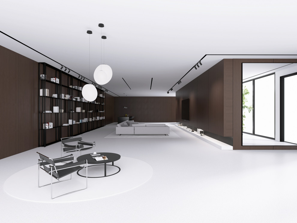 Минималистичный дизайн-проект. Интерьер обладает большим количеством свободного