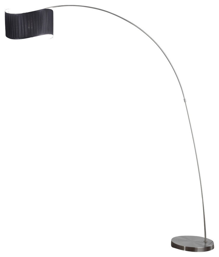 The Curve 81" Black Curved Shade Brushed Steel Arch Floor Lamp