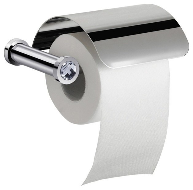 Br Toilet Roll Holder With Cover And Black Crystal In Gold Finish Wall Mounted Toilet Roll Holder With Cover And White Crystal