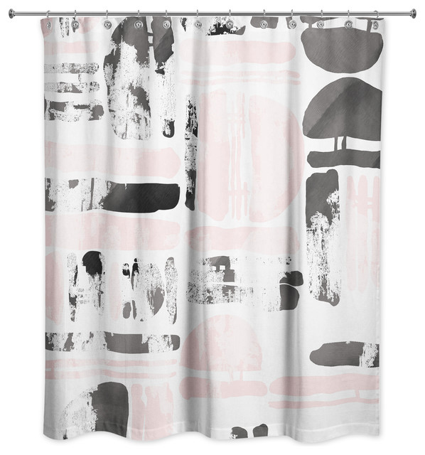 Pink And Black Gridlock Shower Curtain, Gray And Black Shower Curtains