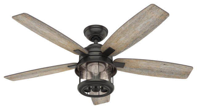 Hunter Fan Company C Bay Noble Bronze Ceiling With Light And Remote 52 Farmhouse Fans By Buildcom Houzz - Hunter 44 Dempsey Noble Bronze Ceiling Fan With Light Kit And Remote