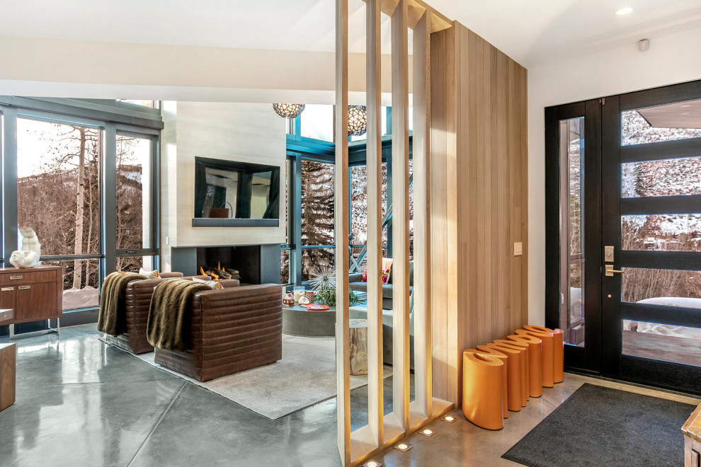 Mountain style home design photo in Denver