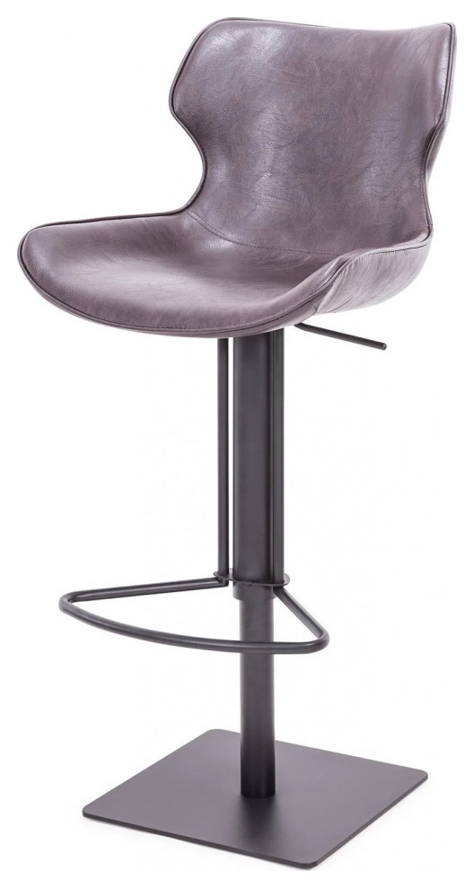 Mila Modern Dark Brown EcoLeather Bar Stool, Set of 2 Industrial