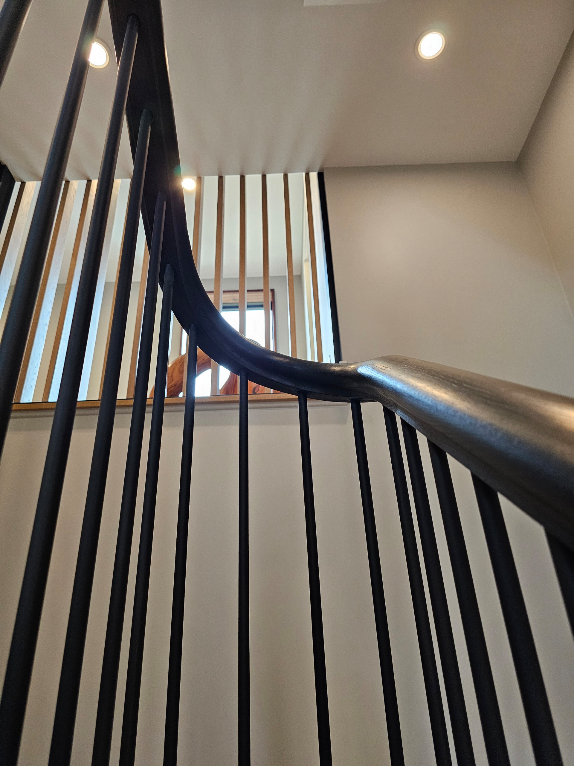 115_Stunning Continuous Rail System on 3 Story Floating Stairs; Arlington, VA 22