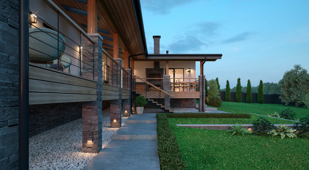 Одноэтажный дом 200 кв.м на склоне