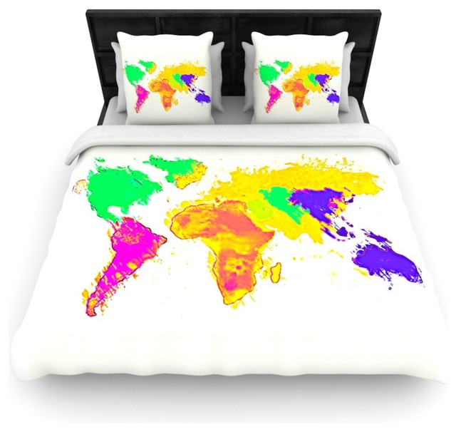 Oriana Cordero My World Rainbow Map Duvet Cover Contemporary Oriana Cordero My World Rainbow Map Duvet Cover Contemporary Covers And Sets By Kess Global Inc