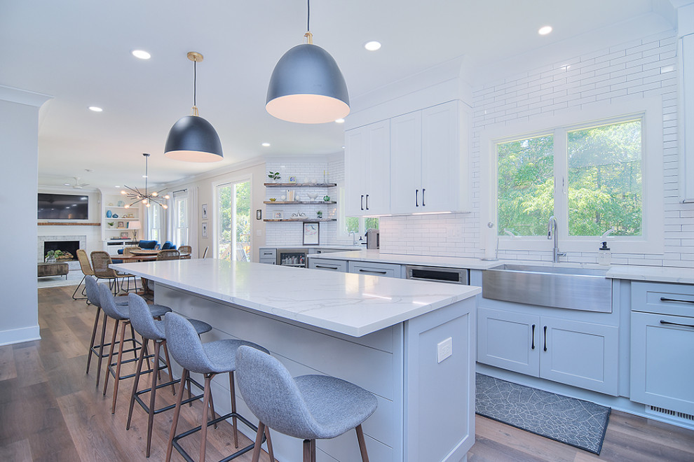 Example of a transitional home design design in Charlotte