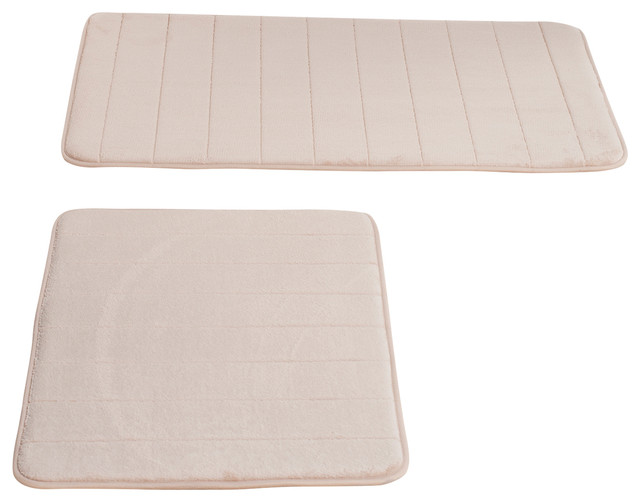 2Piece Memory Foam Bath Mats, Microfiber Top for Shower, Laundry