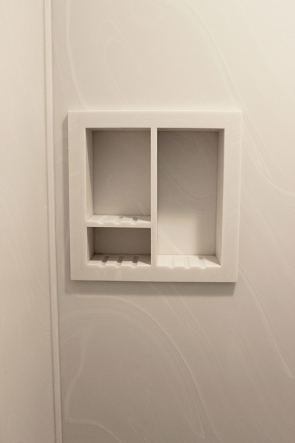 Venaro White Corian Countertop Shower With Bathroom Update