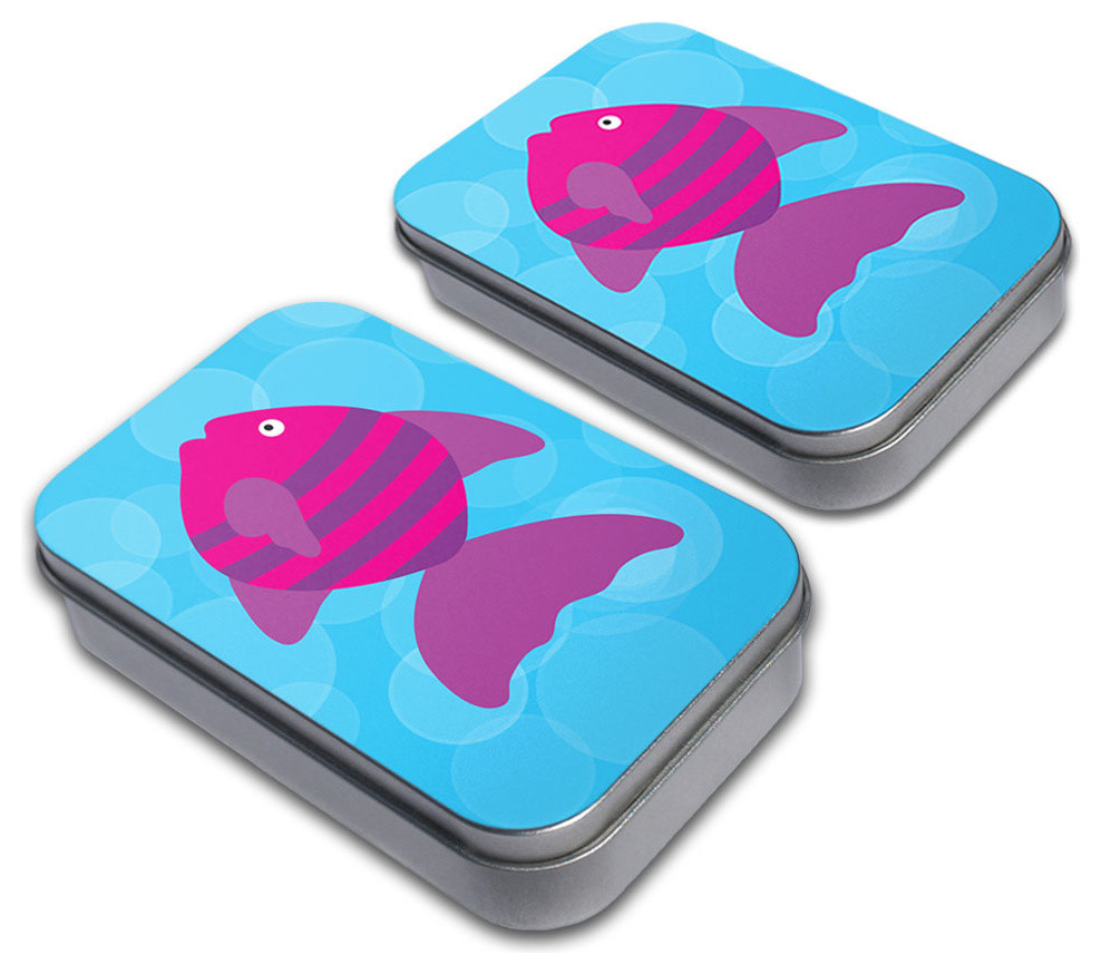 Tropical Fish Pink Purple Tin Set