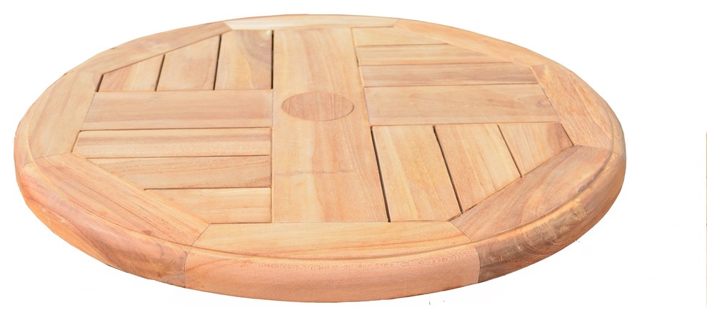 Large 20" Teak Lazy Susan Turntable With 2" Umbrella Hole