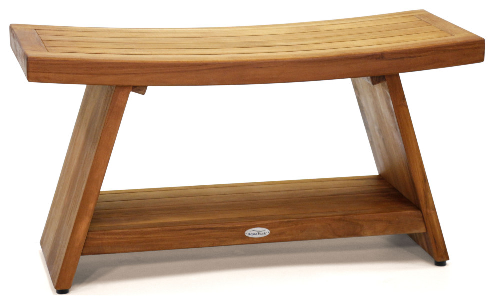 Patented 36" Asia® Teak Shower Bench with Shelf Asian Shower