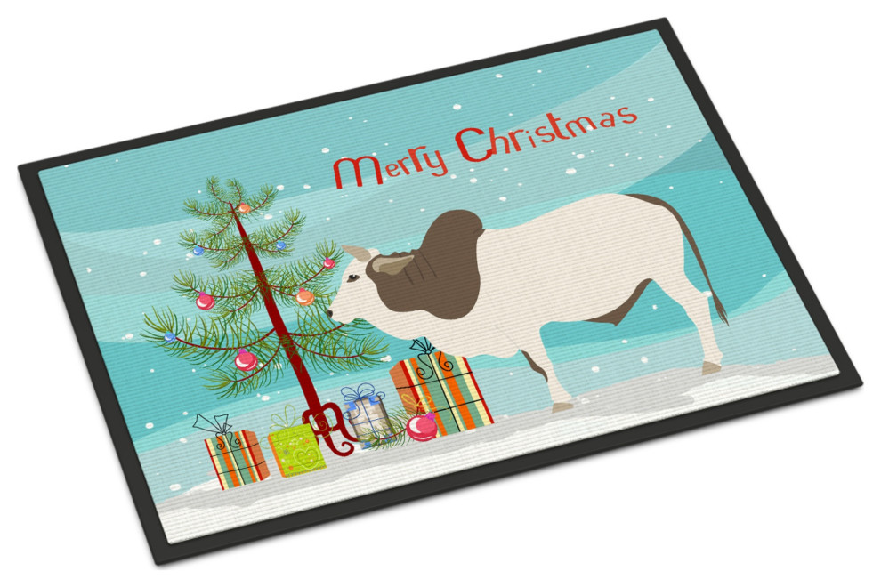 Caroline's TreasuresMalvi Cow Christmas Doormat 24x36 Multicolor
